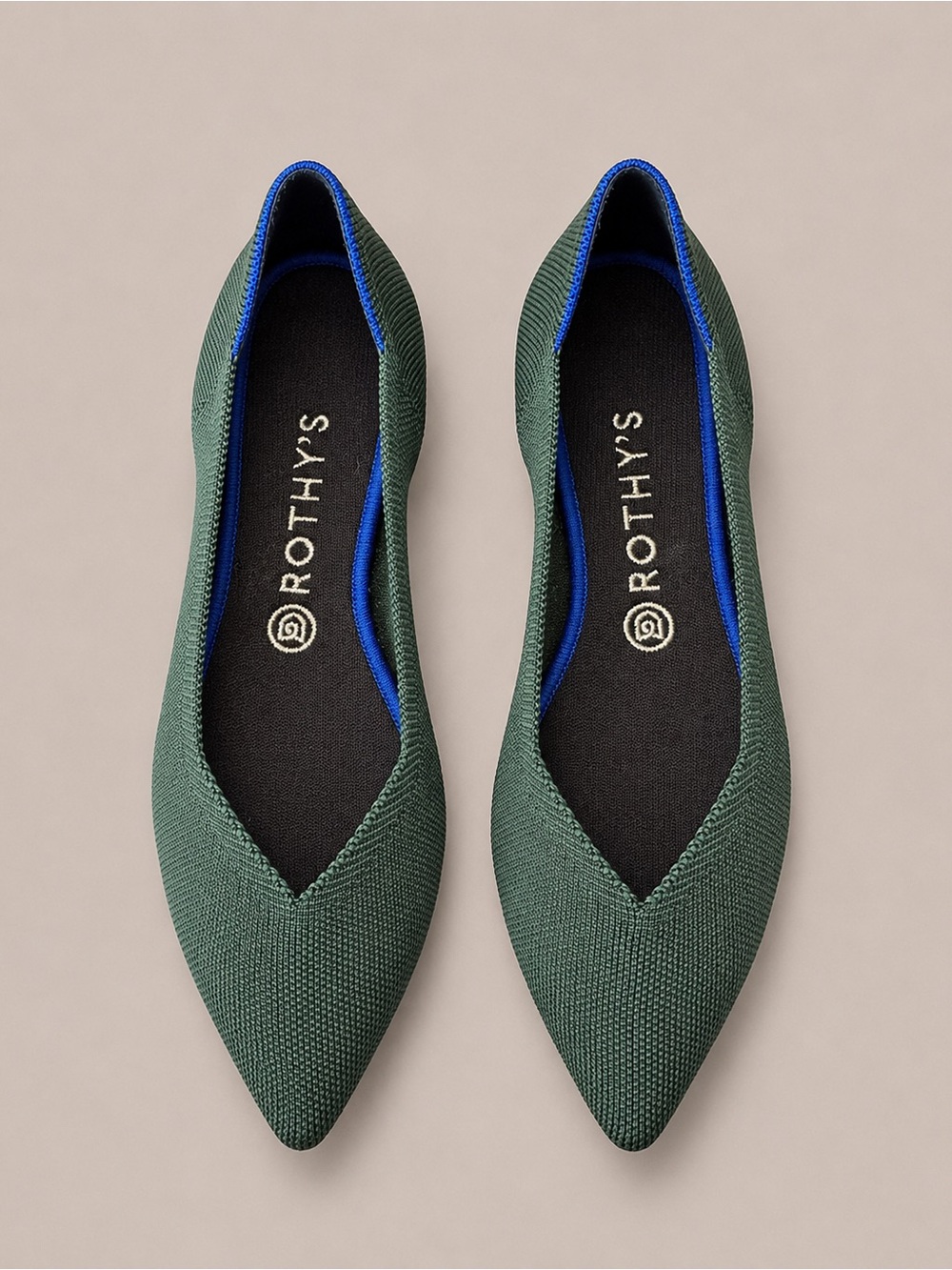 Rothy’s The Point Emerald Green Flats Size 9.5 Retired